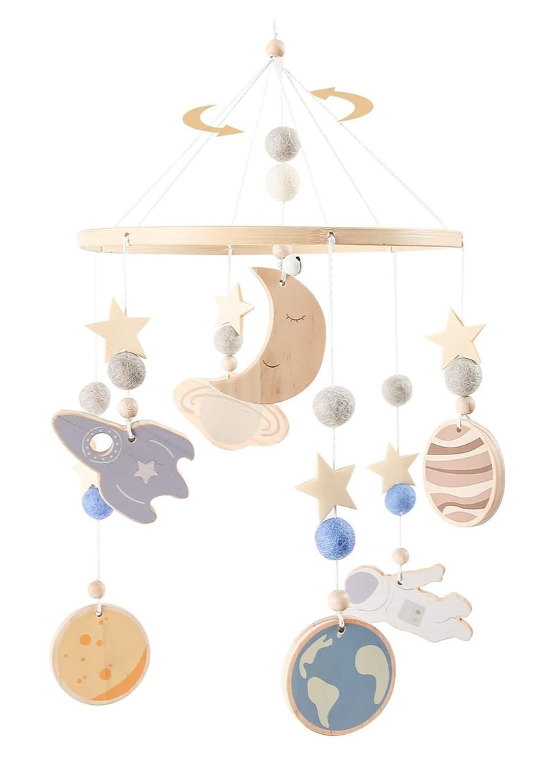 SYOSI Astronaut Baby Playful Nursery Mobile, Crib Nursery Decor Soothing Toy Set Infant Bedroom Decoration Hanging Crib Toy Boho Baby Accessory Baby Shower Gift for Infant  Outer Space Theme Bedroom - Image 1
