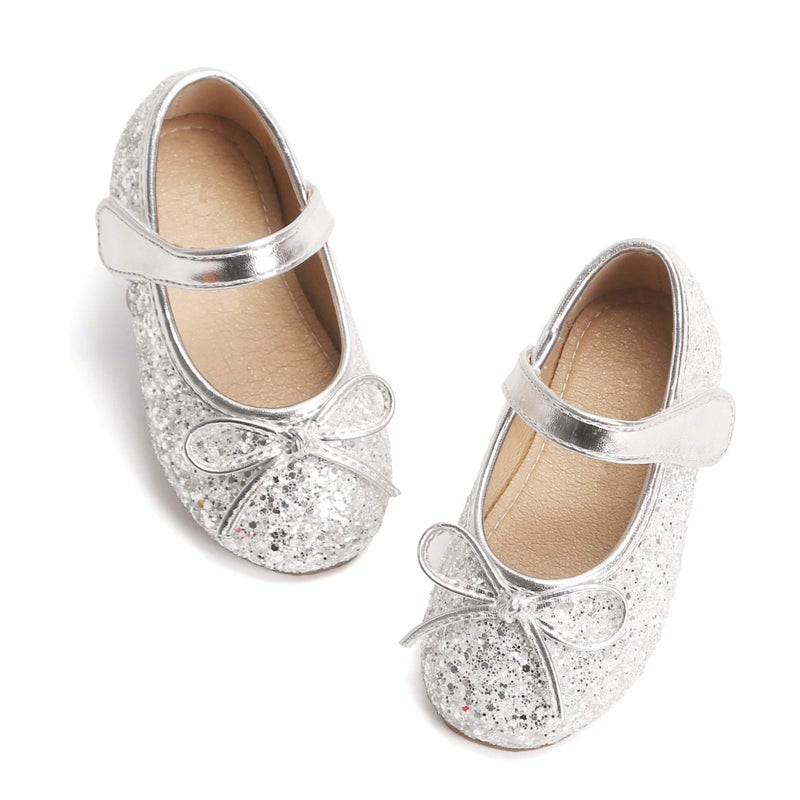 Otter MOMO Toddler Flower Girl Dress Silver Shoes Size 12 Ballerina Flats School Party Wedding Shoes - Image 4