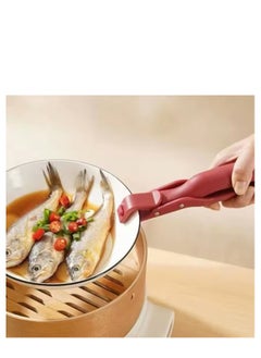 BLUE CORAL Anti-scald Clip Silicone Kitchen Anti Scald Plate Bowl Dish Pot Holder Anti-hot Clip Lifter Kitchen Accessories Gadget Tongs Gripper Silicone (1-Pack Red)  - Image 2