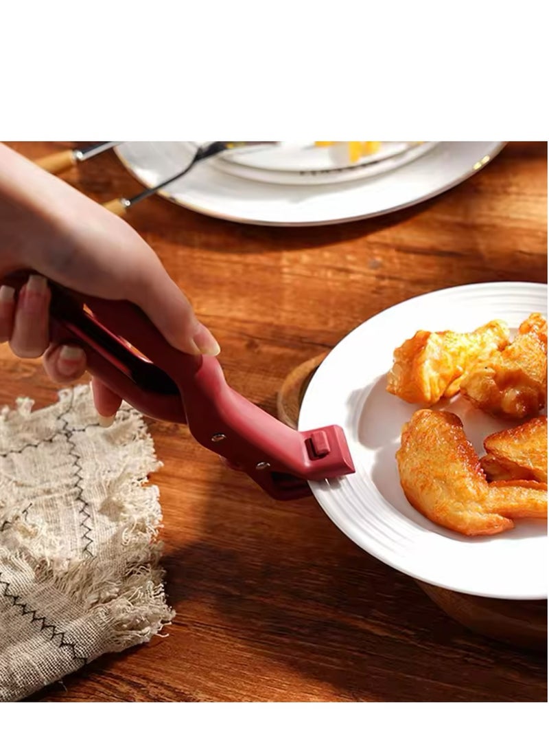 Anti-scald Clip Silicone Kitchen Anti Scald Plate Bowl Dish Pot Holder Anti-hot Clip Lifter Kitchen Accessories Gadget Tongs Gripper Silicone (1-Pack Red)