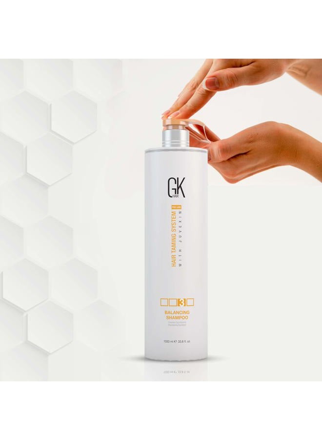 GK Hair Balancing Shampoo Repairs Dry Damage For Oily Flaky Itchy Scalp Thinning Removes Impurities Deep Cleansing Natural Moisture Keratin Treatment Sulfate Parabem Free All Hair Types - 33.8 Ounce - Image 3