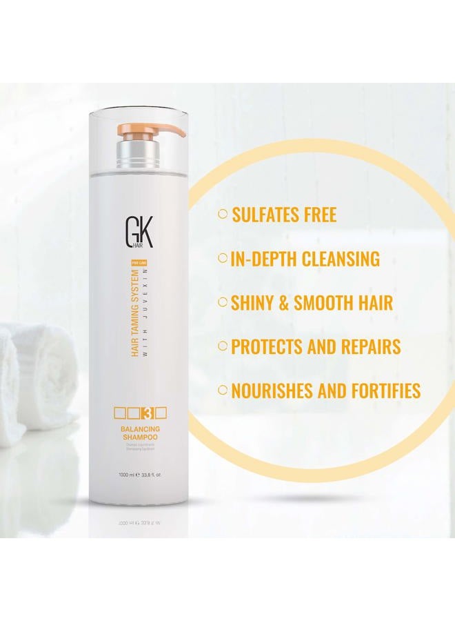 GK Hair Balancing Shampoo Repairs Dry Damage For Oily Flaky Itchy Scalp Thinning Removes Impurities Deep Cleansing Natural Moisture Keratin Treatment Sulfate Parabem Free All Hair Types - 33.8 Ounce - Image 4