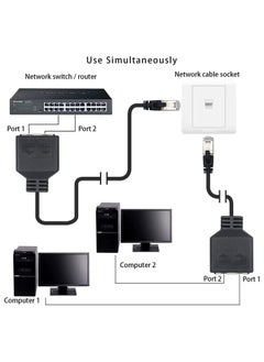 Y&D 2 Pcs RJ45 Splitter Ethernet, Ethernet Port Splitter, 1 Male to Female Adapter for Cat 5/CAT 6 LAN Cable Extender Surf Online at The Same time 30cm  - Image 2