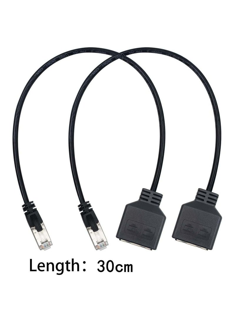 Y&D - 2 Pcs RJ45 Splitter Ethernet, Ethernet Port Splitter, 1 Male to Female Adapter for Cat 5/CAT 6 LAN Cable Extender Surf Online at The Same time 30cm - Image 1