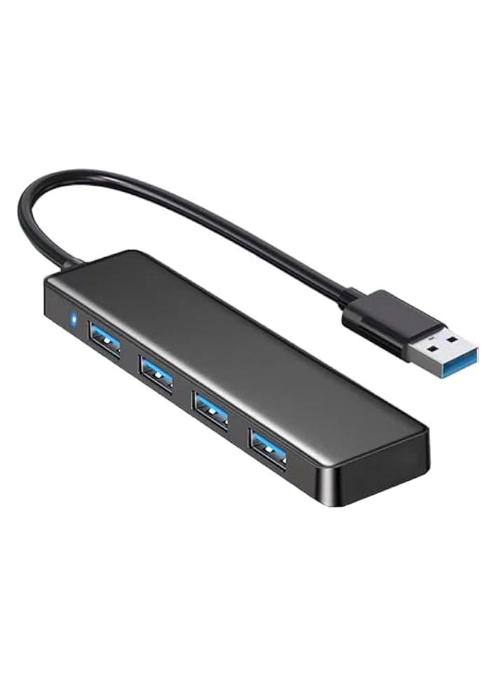 USB Hub, 4-Port USB 3.0 Hub USB Splitter USB Expander for Laptop, Xbox, Flash Drive, HDD, Console, Printer, Camera,Keyborad, Mouse- Black/USB Port