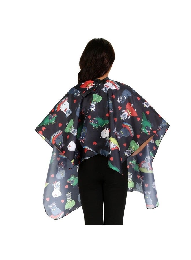 Plum Hill Kids Size Pug Barber Cape For Hair Cutting at Home or Professional Salon, Barber Shop Hair Cutting Cape Adjustable Neck with Plastic Snaps, Big Girl - Image 2