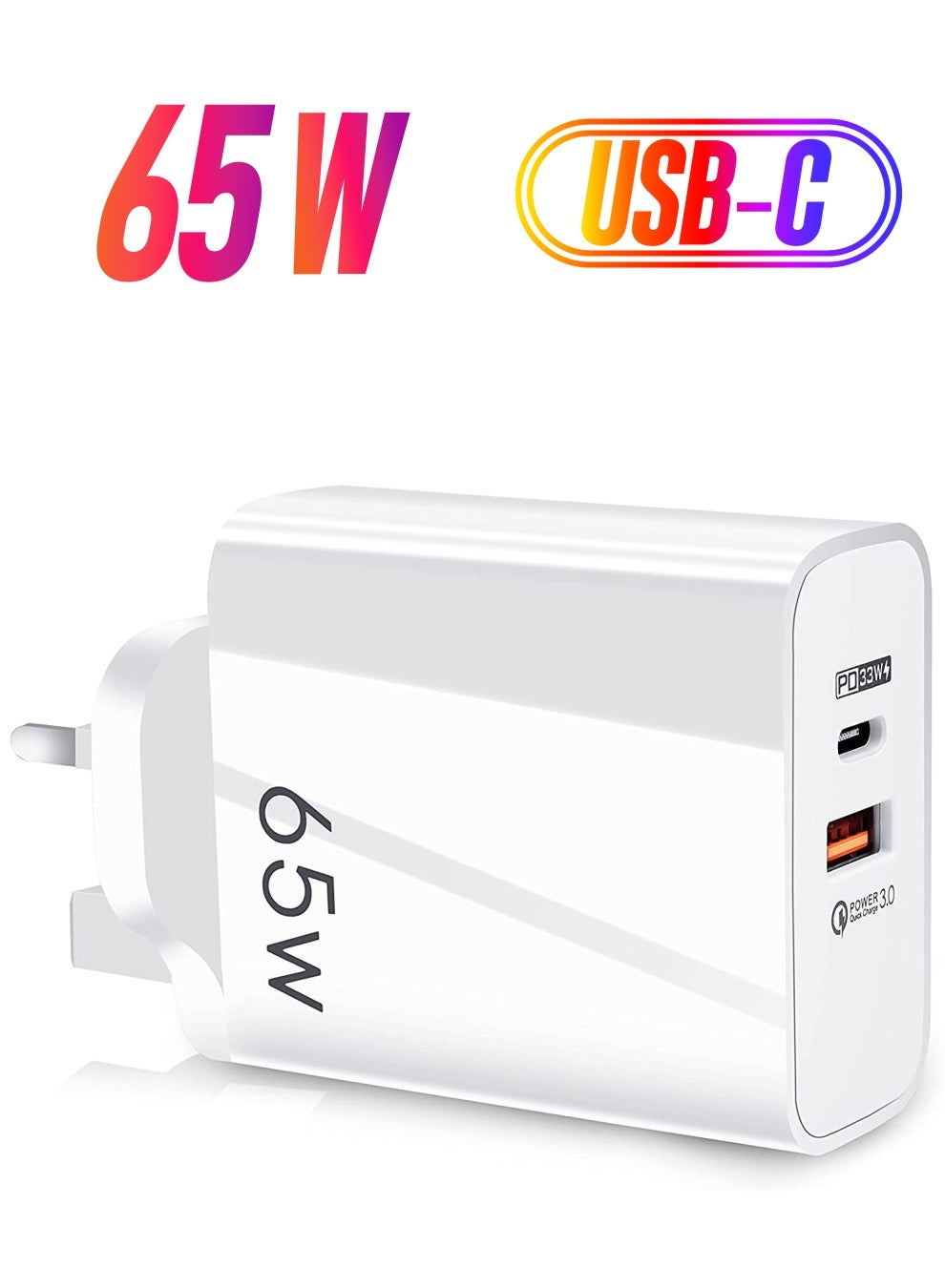 USB C Plug,Charger Type C 65W USB C Fast iphone Charger,PD3.0 Type C Super Fast Charger Wall Plug,Dual Port USB Plug Charger for iPhone, Cell Phones, Mobile Power Bank,iPad,Tablets, Headphones,etc