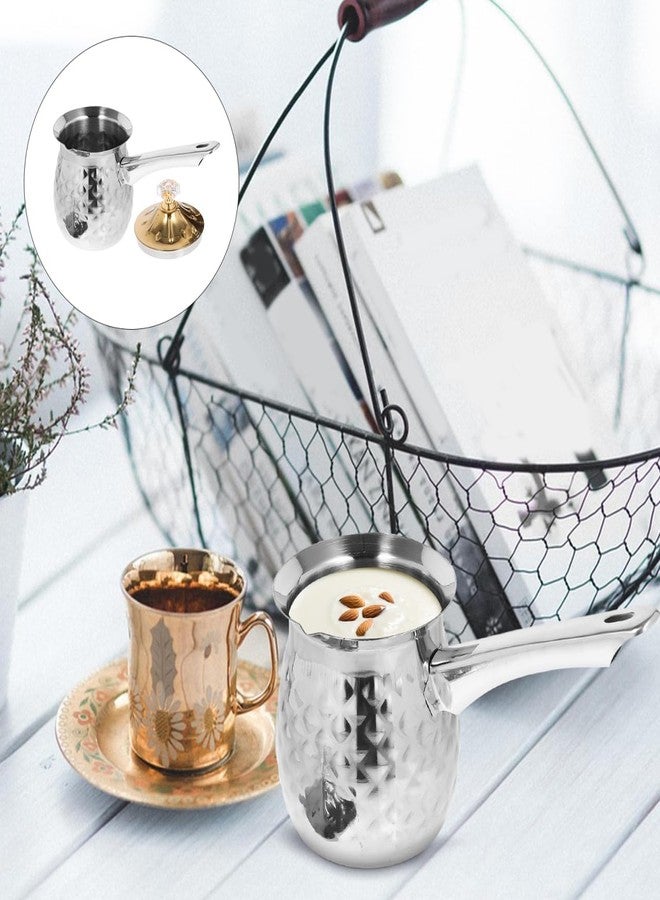 MUCKLILY Milk Frothing Pitcher 7.75 Inch Stainless Steel Household Frother Cup Wear-Resistant Steaming Pitcher with Comfortable Handle for Kitchen Coffee Bar Cafe - Image 2