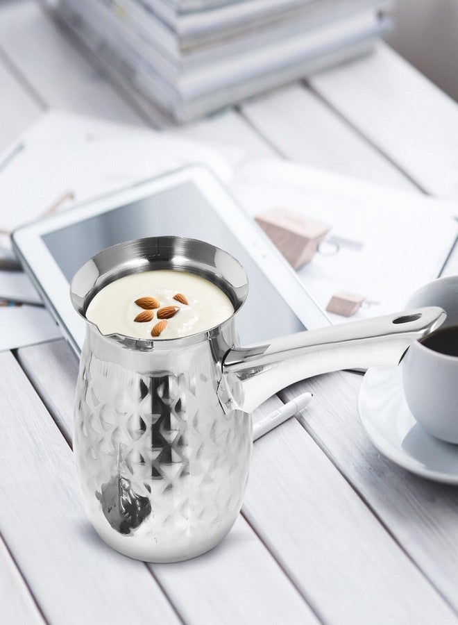 MUCKLILY Milk Frothing Pitcher 7.75 Inch Stainless Steel Household Frother Cup Wear-Resistant Steaming Pitcher with Comfortable Handle for Kitchen Coffee Bar Cafe - Image 3