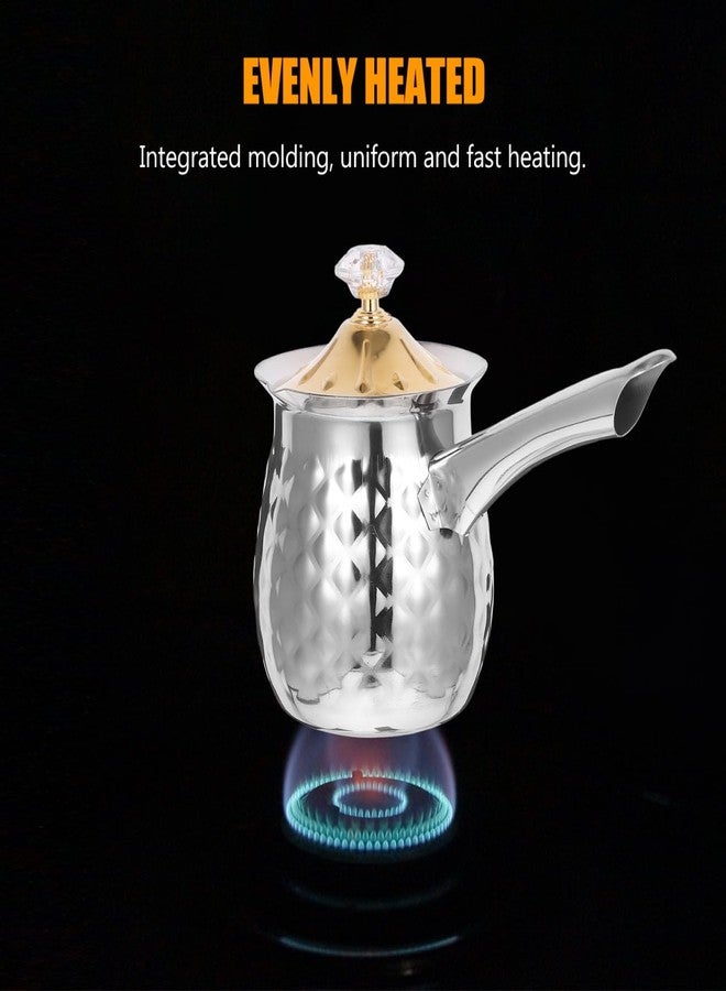 MUCKLILY Milk Frothing Pitcher 7.75 Inch Stainless Steel Household Frother Cup Wear-Resistant Steaming Pitcher with Comfortable Handle for Kitchen Coffee Bar Cafe - Image 5