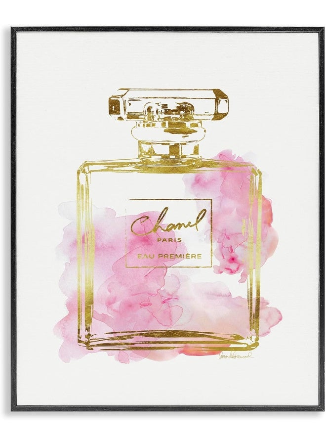 Stupell Industries Glam Perfume Bottle Gold Pink Stretched Canvas Wall Art - Image 1