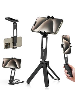 Ulanzi ULANZI MA26 Foldable Phone Tripod - Pocket Cell Phone Vlog Video Tripod Handle Aluminium Smartphone Desk Stand 2 Cold Shoe Small Size All in One Lightweight Portable Vlog Stick for iPhone Samsung  - Image 1