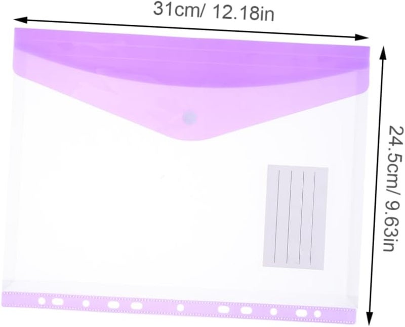 Uonlytech 6Pcs Color File Folder Plastic Binder Pockets Snap Button for A4 Documents for Students and Office Organization - Image 2