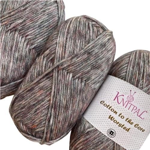 KnitPal Cotton to The Core Worsted Weight Yarn for Crocheting, 3-Pack (654Yds / 300G), Free Patterns, Beginners Friendly - Soft Cotton Yarn for Knitting - #4 Medium Worsted Weight - Lava Gray - Image 1