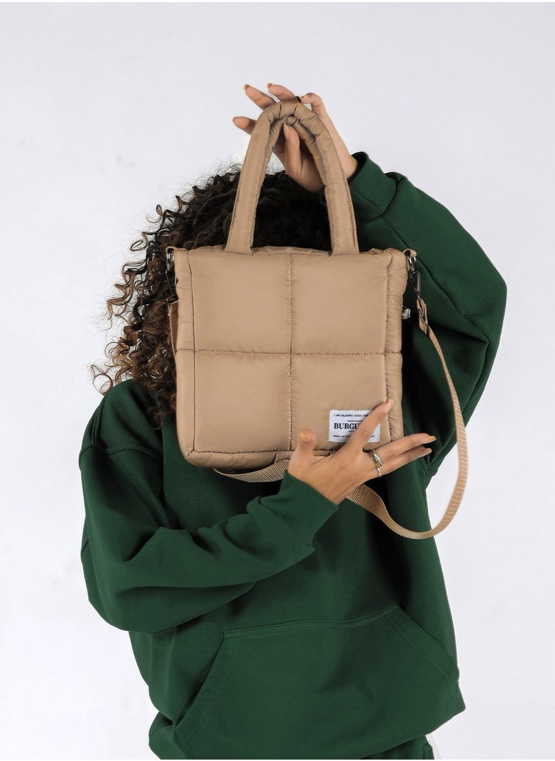 BURGUNDY beige puffer bag for daily activities  - Image 1