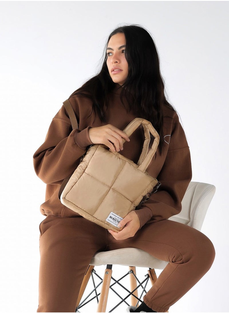 BURGUNDY beige puffer bag for daily activities  - Image 4