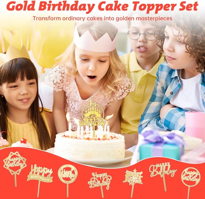 قمم كب كيك عامة براقة، مجموعة قمم كيك ذهبية للعيد، 150 قطعة قمم كيك سعيدة للعيد، زينة أعياد الميلاد، قمم كيك أكريليك ذات وجهين - Image 2