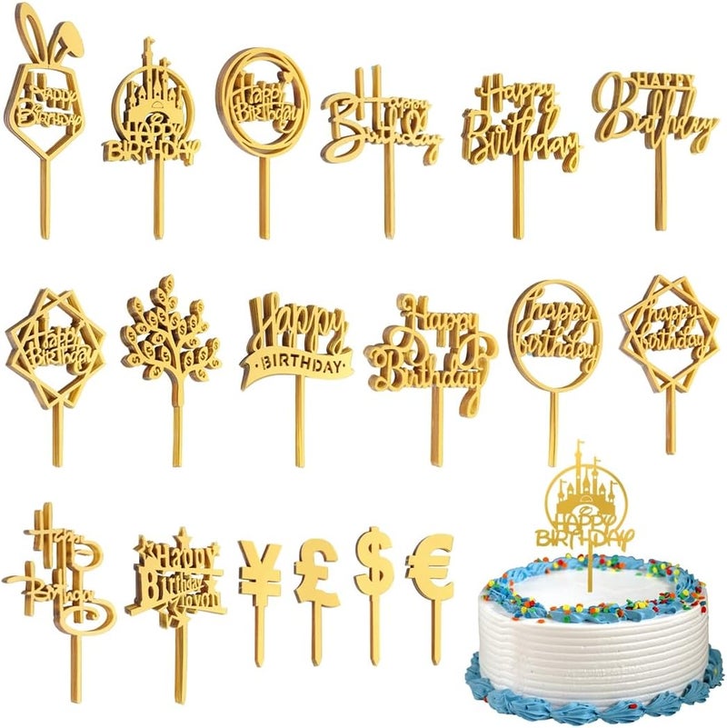 قمم كب كيك عامة براقة، مجموعة قمم كيك ذهبية للعيد، 150 قطعة قمم كيك سعيدة للعيد، زينة أعياد الميلاد، قمم كيك أكريليك ذات وجهين - Image 4