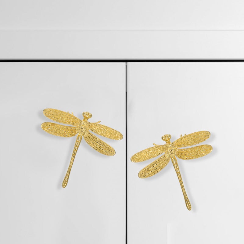Brass Dragonfly Drawer Pulls Cabinet Handles Animal Shape Knobs For Kitchen Furniture - Image 5