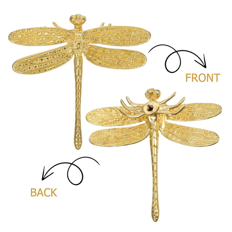 Brass Dragonfly Drawer Pulls Cabinet Handles Animal Shape Knobs For Kitchen Furniture - Image 4