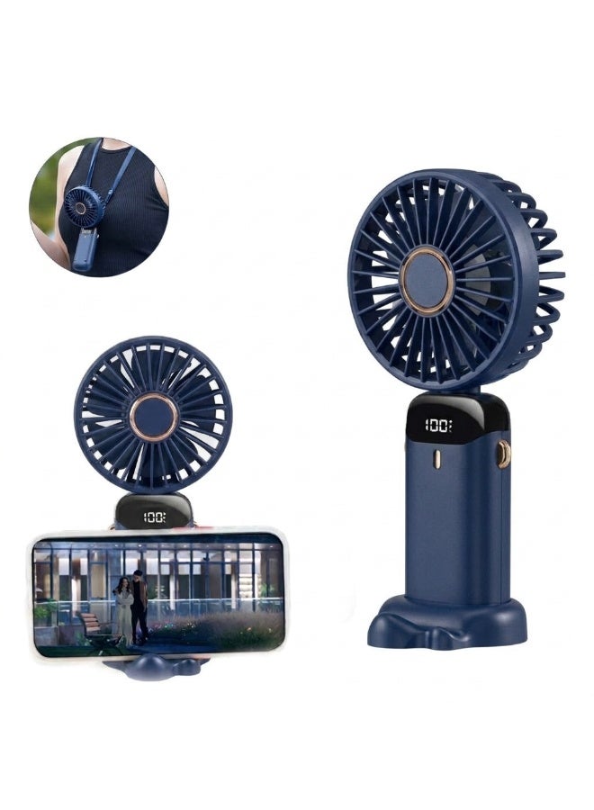 إيكو شاين Portable Handheld Fan, 5 Speed Rechargeable Mini Fan with Digital Battery Display, USB-C Charging, Handheld & Desktop Fan for Home, Office, Travel and Outdoor Use, BLUE - Image 1