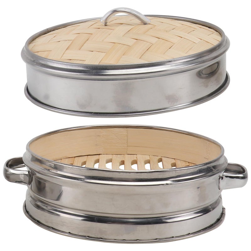 18cm Stainless Steel Double Handle Steamer Basket With Lid For Dumplings Buns Home Cooking - Image 2