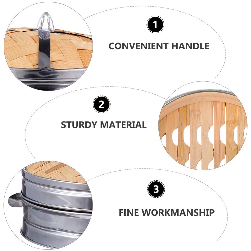 18cm Stainless Steel Double Handle Steamer Basket With Lid For Dumplings Buns Home Cooking - Image 4