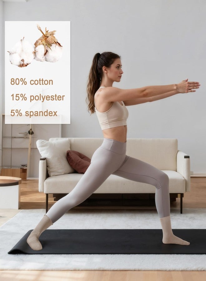Darller 5 Pairs Pilates Socks with Grips for Women, Non Slip Cotton Ruffle Yoga Socks for Barre Workout Hospital, Multicolor 5 Pairs - Image 4