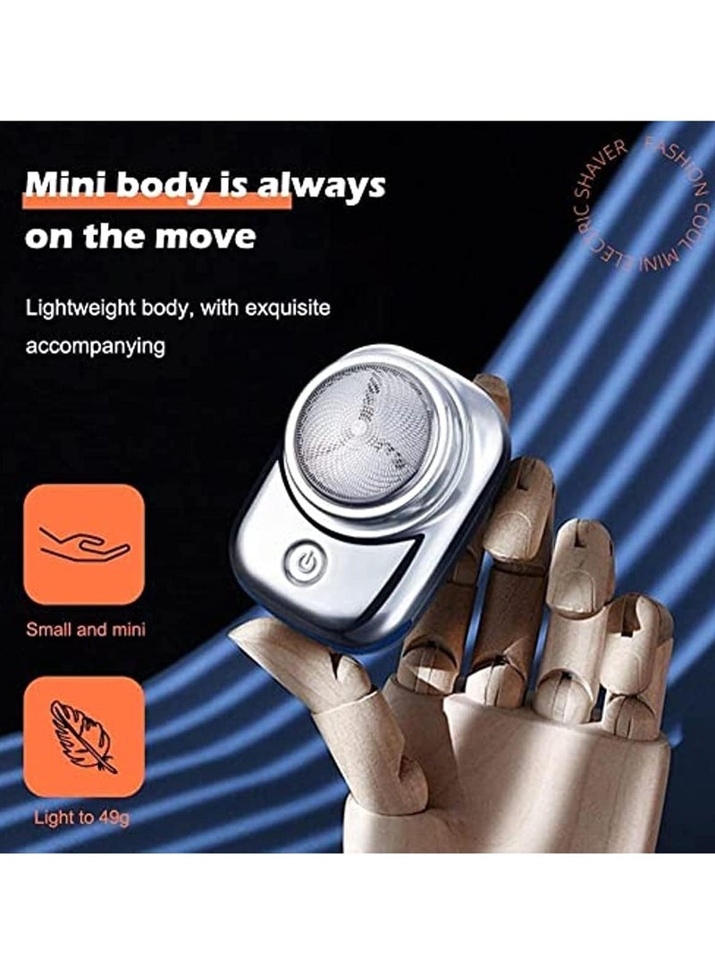 Portable Mini Electric Travel Shaver Pocket Size Washable Rechargeable Face  (Blue) - Image 2