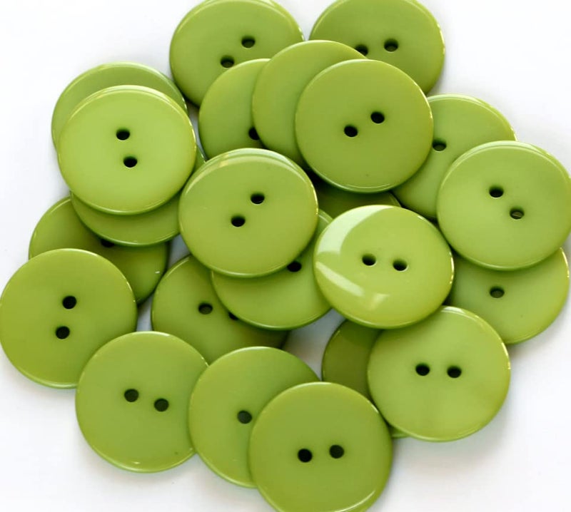 GANSSIA 1 Inch 25mm Green Buttons Two Holes 25mm Resin Button for Sewing and Crafts Pack of 100 PCS