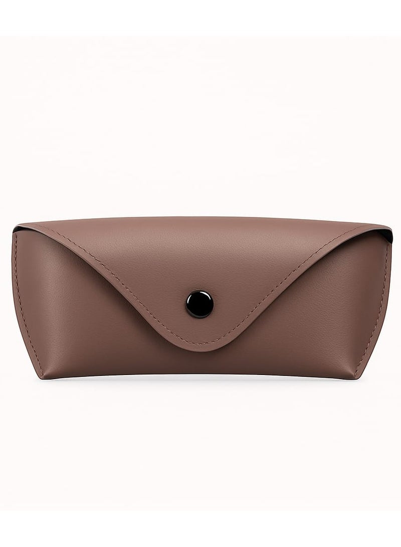 1 Piece Soft PU Leather Glasses Case – Unisex Eyewear Holder with on Closure, Lightweight  Durable for Travel and Daily Use – Brown - Image 2