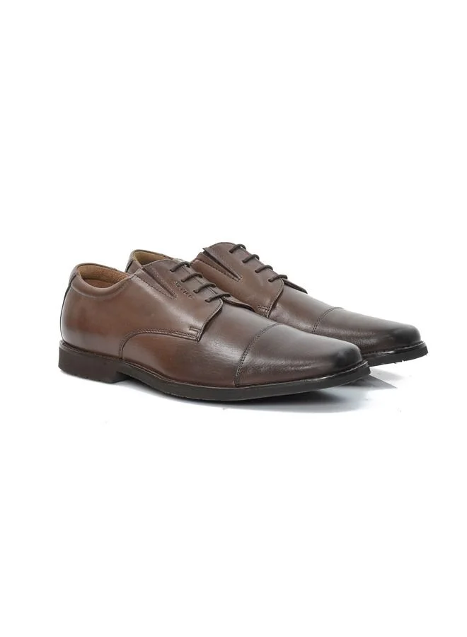 ATTILIO Men's Business Formal Casual Leather Shoes Lace-Up Round Toe Fashion Oxford Shoes With Comfort Insole