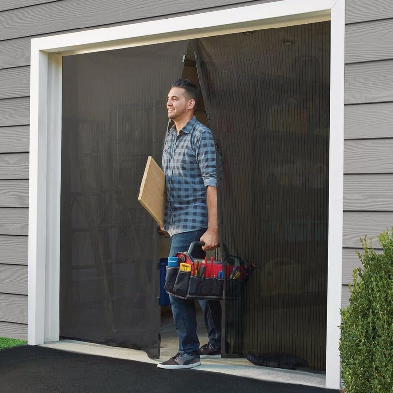 Magic Mesh Garage Door Screen, Black | Magnetic Closure, Breezy Net, Mosquito & Bug Screen for Standard 2 Door Garage, Kid & Pet Friendly | Size 109" x 84.5" (Pack of 1) - Image 2