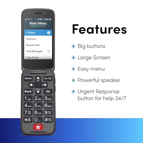 Lively هاتف ليفلي جيتر باج فليب2 - هاتف فليب لكبار السن - غير متوافق مع شركات الاتصالات الأخرى - يجب تفعيله مع خطة هاتف ليفلي - هاتف فليب أحمر - Image 2