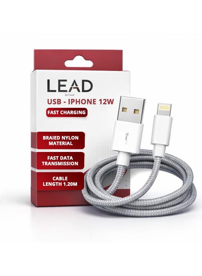 LEAD USB to IPHONE 12W  Fast Charging Cable – High-Quality Original Cable – Fast Data Transfer and High Durability