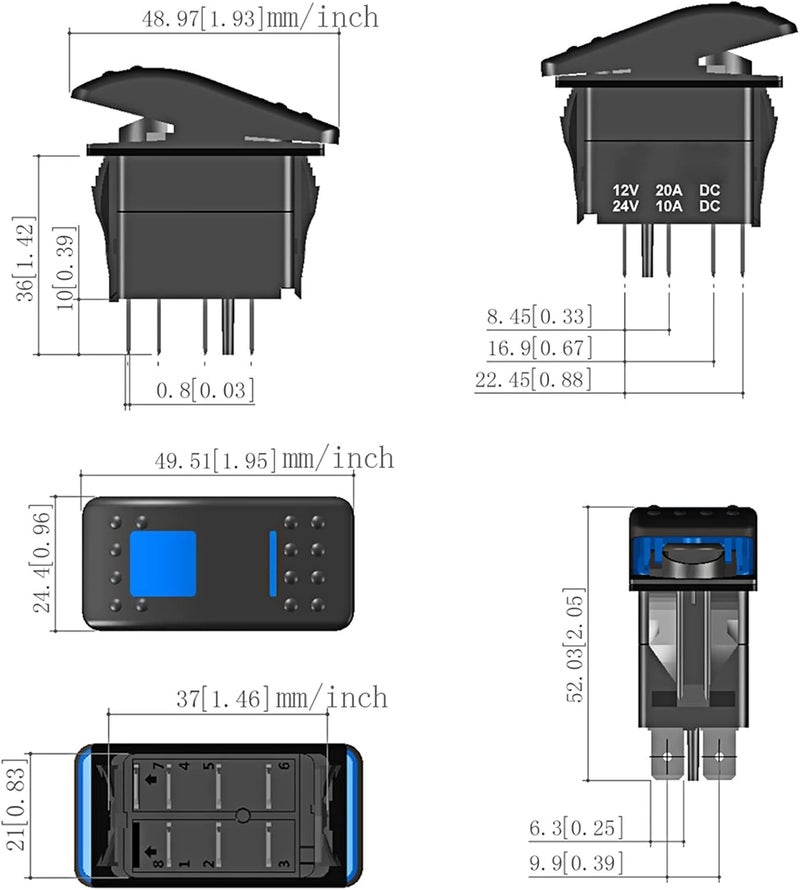 Wivplex 5pin Lighted Toggle Switch for 12V Vehicles - Image 3