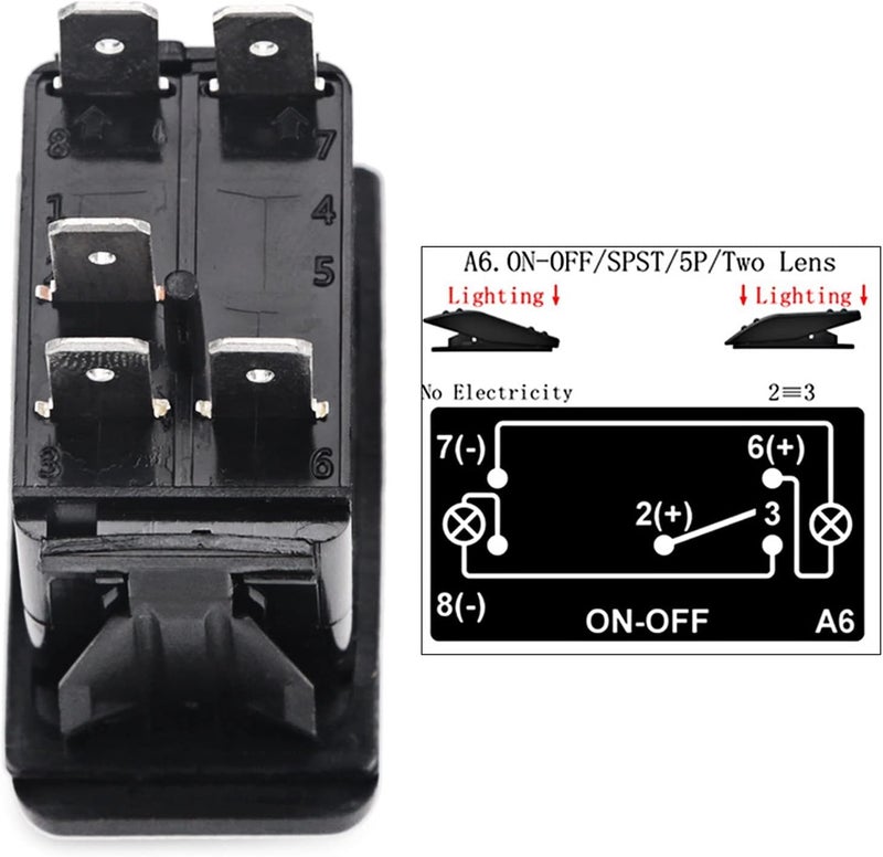 Wivplex 5pin Lighted Toggle Switch for 12V Vehicles - Image 2