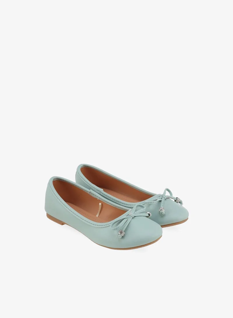 Flora Bella Girls Bow Applique Ballerina Shoes