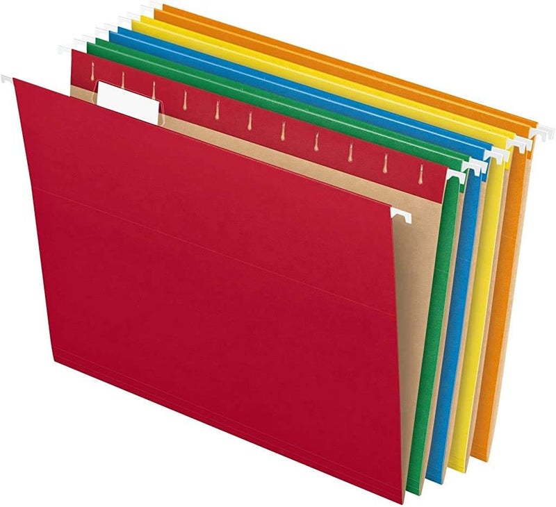 Pendaflex Hanging File Folders, Letter Size, Assorted Colors, 1/5-Cut Adjustable Tabs, 25 Per Box (81663) - Image 1