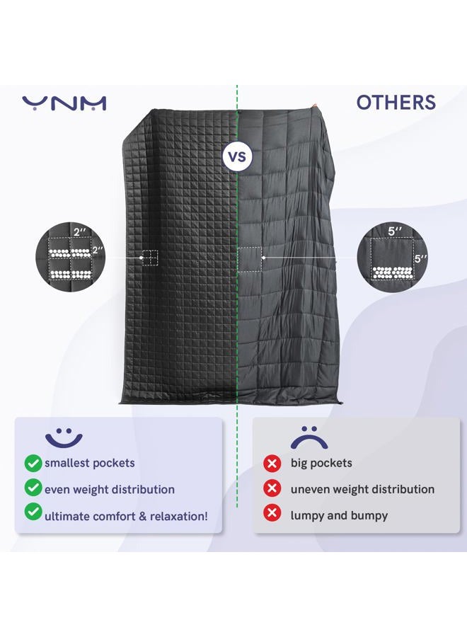 YnM King Size Weighted Blanket for Adults (88x104 Inches, 40 Pounds, Dark Grey), Exclusive Smallest Compartments with Glass Beads, Heavy Bed Blanket for Two Persons of 240~390lbs on Queen or King Bed - Image 5