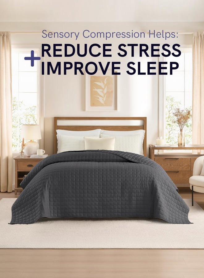 YnM King Size Weighted Blanket for Adults (88x104 Inches, 40 Pounds, Dark Grey), Exclusive Smallest Compartments with Glass Beads, Heavy Bed Blanket for Two Persons of 240~390lbs on Queen or King Bed - Image 2