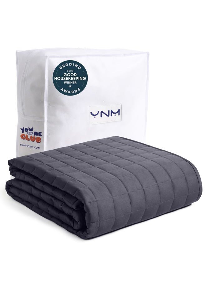 YnM King Size Weighted Blanket for Adults (88x104 Inches, 40 Pounds, Dark Grey), Exclusive Smallest Compartments with Glass Beads, Heavy Bed Blanket for Two Persons of 240~390lbs on Queen or King Bed - Image 1