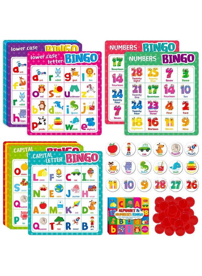 Alphabet Bingo Game Uppercase/Lowercase/Number Bingo Game Abc And 123 Bingo Board Game For Kindergarten And Preschool Kids 48 Perfect For Classroom & At Home