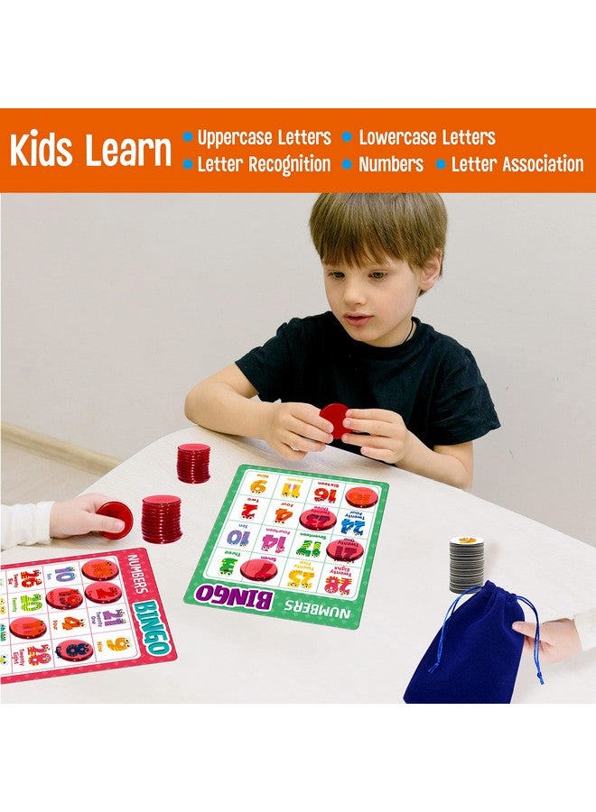 Alphabet Bingo Game Uppercase/Lowercase/Number Bingo Game Abc And 123 Bingo Board Game For Kindergarten And Preschool Kids 48 Perfect For Classroom & At Home