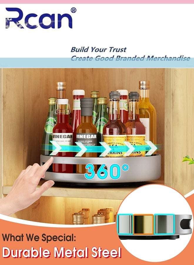 Rcan Carbon Steel Lazy Susan Organizer, 12'' Metal Revolving Spice Rack, 360° Stable Rotating Disc, for Pantry Cabinet, Decorative Trays Storage Containers Organizer for Kitchen Cabinet, Snacks, Bathroom - Image 2