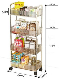 WangPangZi 4 Tier Transparent Acrylic Storage Shelf,Utility Storage Rack for Livingroom,Kitchen and Bathroom,Storage Cart with Handle and Silent Universal Wheels  - Image 2