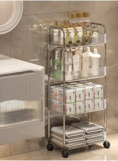 WangPangZi 4 Tier Transparent Acrylic Storage Shelf,Utility Storage Rack for Livingroom,Kitchen and Bathroom,Storage Cart with Handle and Silent Universal Wheels  - Image 5