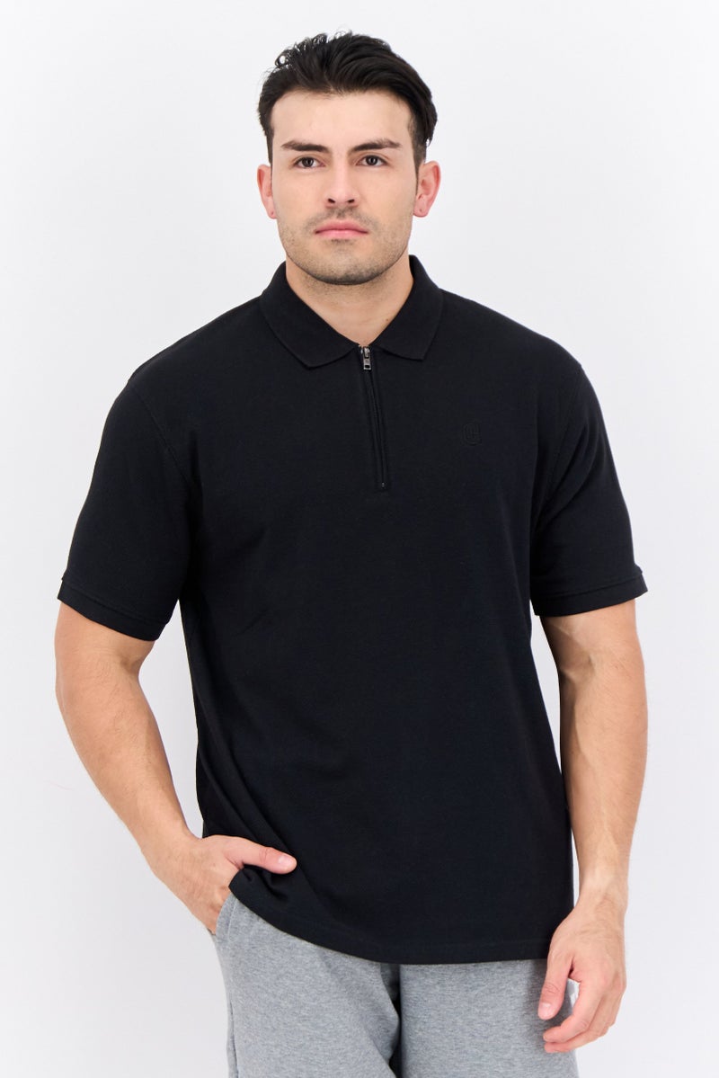 CROSSHATCH Men Regular Fit Embroidered Short Sleeves Polo, Black - Image 1