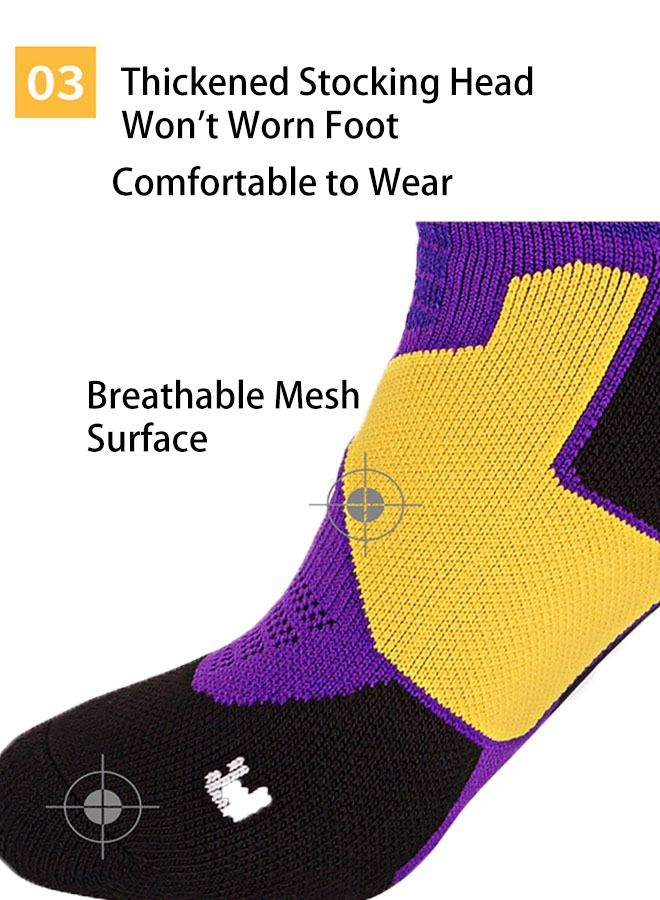 Ant Basketball Sock for Men Boys, Cushioned Athletic Breathable Mid Socks, Outdoor Athletic Running Professional Thick Socks Purple/Yellow/Black - Image 5