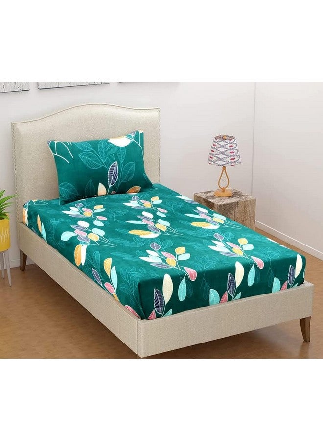 BSB HOME BSB HOME Premium Forever Modern Style Glace Cotton Floral Luxurious Beautiful Soft Comfort Designer Floral Pattern 1 Single Size Bed bedsheet and 1 Pillow Cover- Dark Green  - Image 5